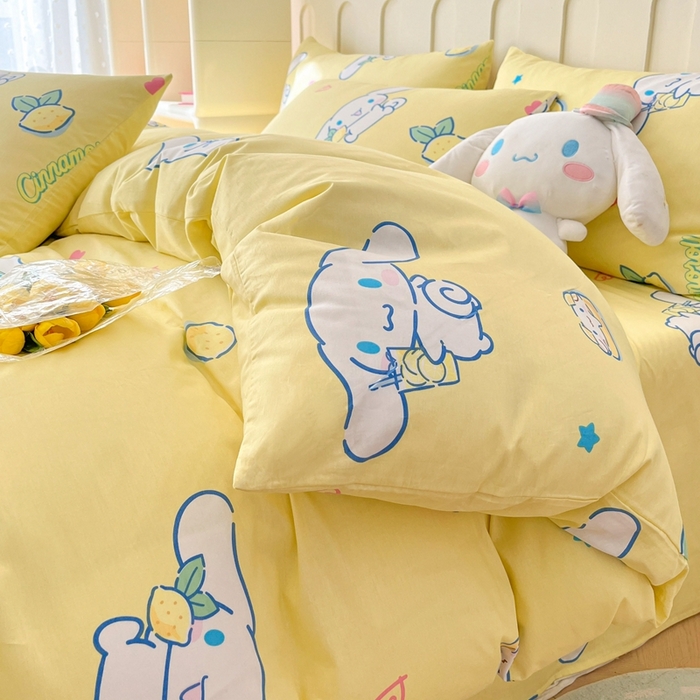 91家纺网 家纺一手货源 找家纺 博雅 2023新款三丽鸥卡通全棉四件套系列-第三批 欢乐玉桂狗