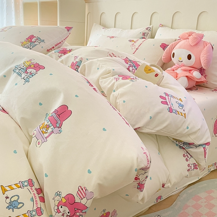 91家纺网 家纺一手货源 找家纺 博雅 2023新款三丽鸥卡通全棉四件套系列-第三批 调皮美乐蒂