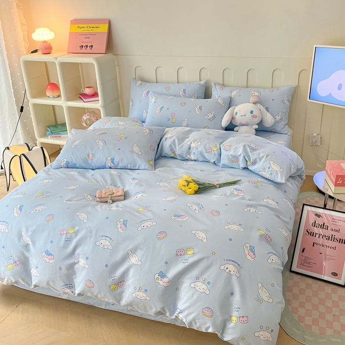 91家纺网 家纺一手货源 找家纺 博雅 2023新款三丽鸥卡通全棉四件套系列-第三批 甜心玉桂狗