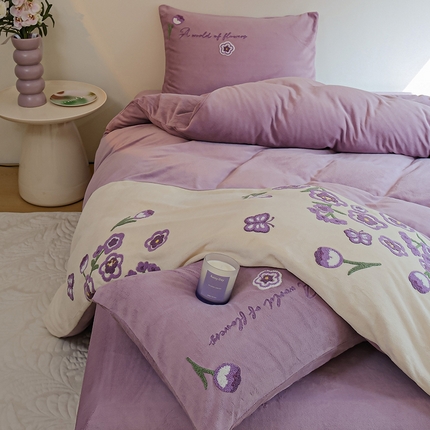 91家纺网 家纺一手货源 找家纺 （总）塔塔家居 2025新款高克牛奶绒毛巾绣四件套