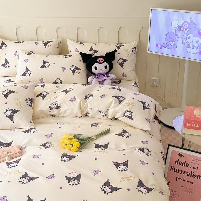 91家纺网 家纺一手货源 找家纺 博雅 2023新款三丽鸥卡通全棉四件套系列-第三批 甜美库洛米