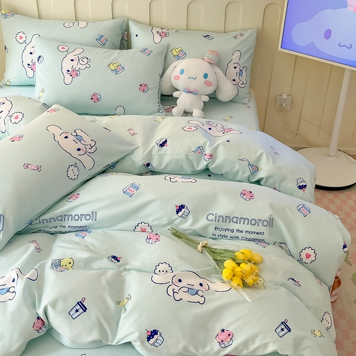 91家纺网 家纺一手货源 找家纺 博雅 2023新款三丽鸥卡通全棉四件套系列-第三批 甜品玉桂狗