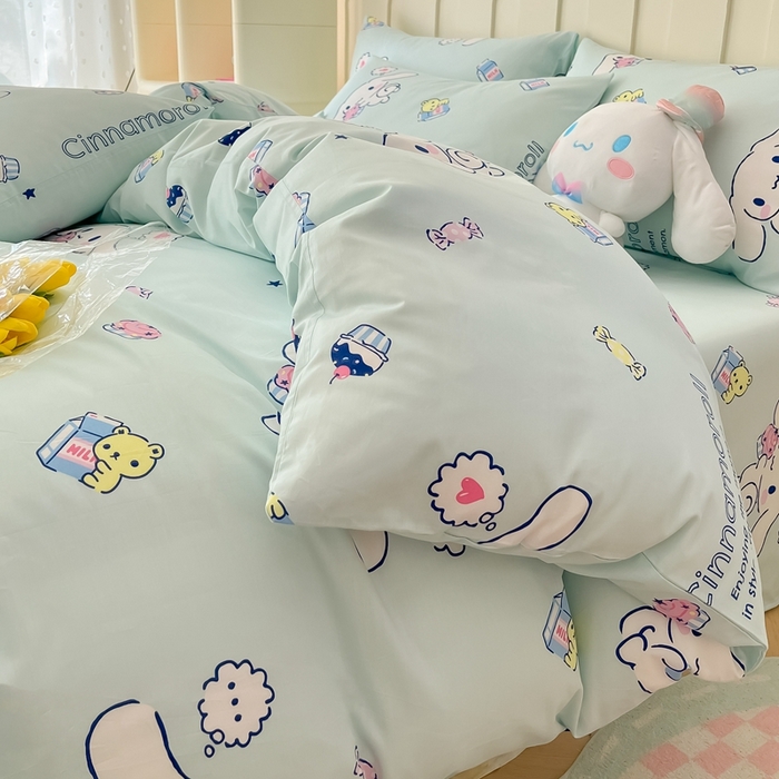 91家纺网 家纺一手货源 找家纺 博雅 2023新款三丽鸥卡通全棉四件套系列-第三批 甜品玉桂狗