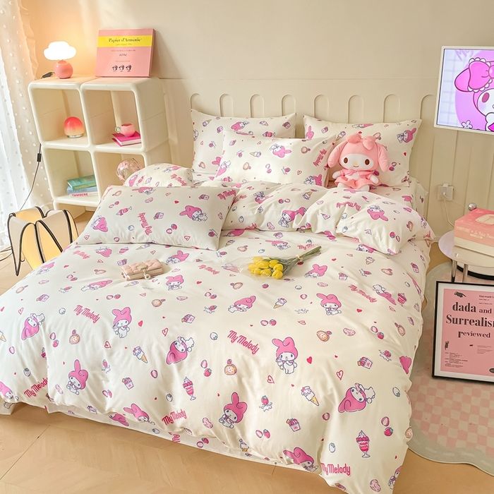 91家纺网 家纺一手货源 找家纺 博雅 2023新款三丽鸥卡通全棉四件套系列-第三批 草莓美乐蒂