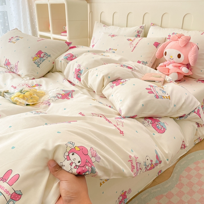 91家纺网 家纺一手货源 找家纺 博雅 2023新款三丽鸥卡通全棉四件套系列-第三批 调皮美乐蒂