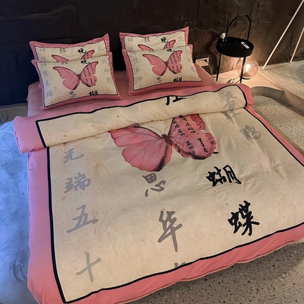 91家纺网 家纺一手货源 找家纺 （总）色鬼 2023新款轻奢潮牌大牌风棉加绒四件套印花牛奶绒四件套