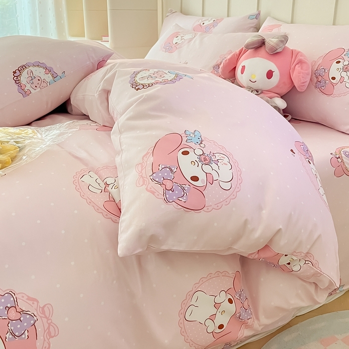 91家纺网 家纺一手货源 找家纺 博雅 2023新款三丽鸥卡通全棉四件套系列-第三批 少女美乐蒂