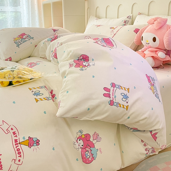 91家纺网 家纺一手货源 找家纺 博雅 2023新款三丽鸥卡通全棉四件套系列-第三批 调皮美乐蒂