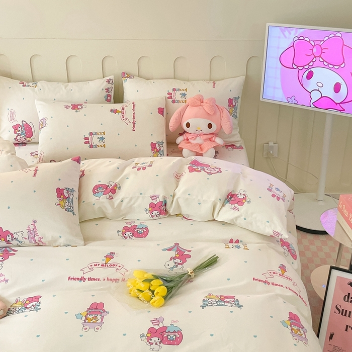 91家纺网 家纺一手货源 找家纺 博雅 2023新款三丽鸥卡通全棉四件套系列-第三批 调皮美乐蒂