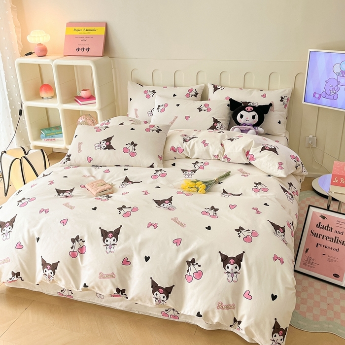 91家纺网 家纺一手货源 找家纺 博雅 2023新款三丽鸥卡通全棉四件套系列-第三批 爱心库洛米