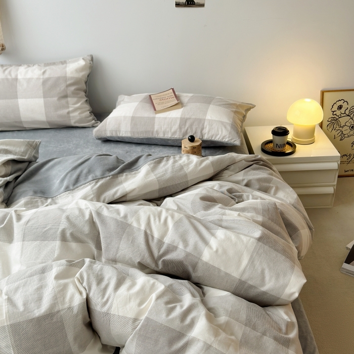 91家纺网 家纺一手货源 找家纺 （总）水洗的故事 2023新款色织水洗棉牛奶绒双用四件套