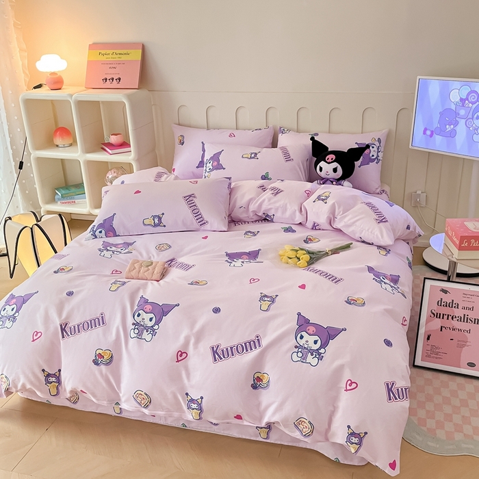 91家纺网 家纺一手货源 找家纺 博雅 2023新款三丽鸥卡通全棉四件套系列-第三批 多彩库洛米