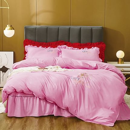 91家纺网 家纺一手货源 找家纺 （总）伊而梦蚊帐 2023新款仿真丝刺绣四件套--蒲公英之约