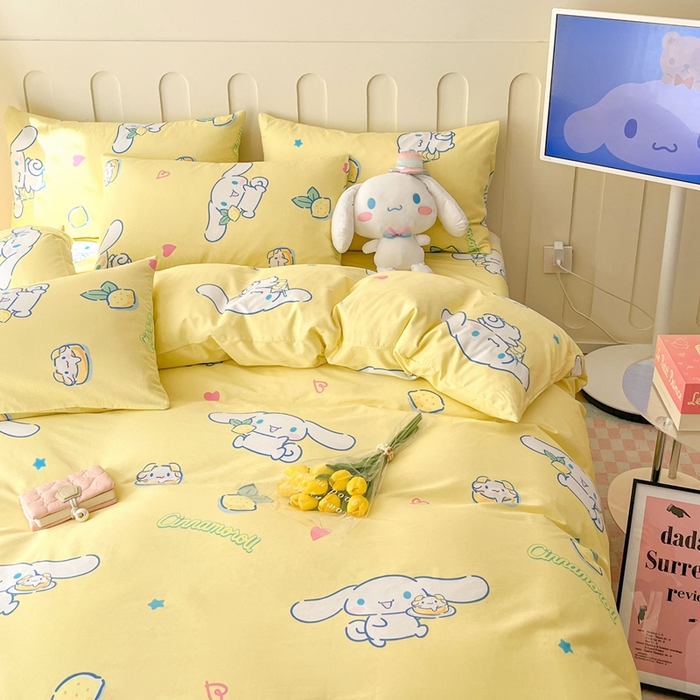 91家纺网 家纺一手货源 找家纺 博雅 2023新款三丽鸥卡通全棉四件套系列-第三批 欢乐玉桂狗