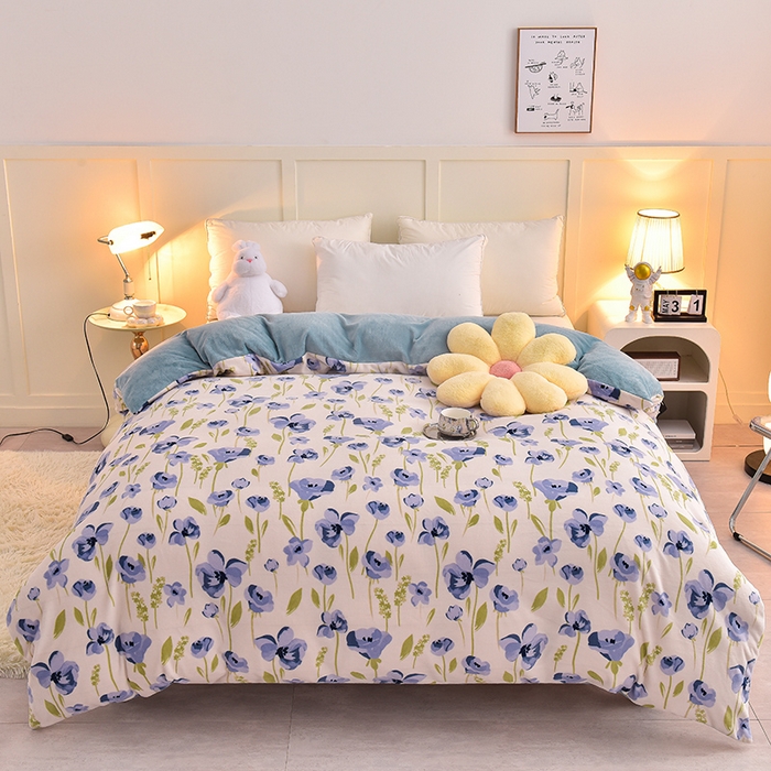 91家纺网 家纺一手货源 找家纺 简一 2024新款高克重牛奶绒迪士尼系列单被套 伊甸园紫