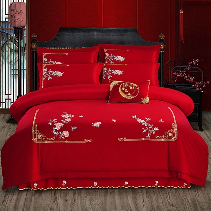 91家纺网 家纺一手货源 找家纺 （总）伊而梦 2023新款精纺磨毛重工刺绣四件套--清心花语 