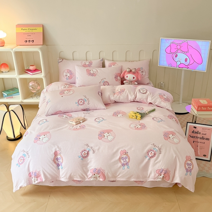 91家纺网 家纺一手货源 找家纺 博雅 2023新款三丽鸥卡通全棉四件套系列-第三批 少女美乐蒂