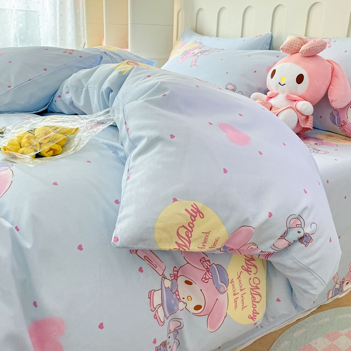 91家纺网 家纺一手货源 找家纺 博雅 2023新款三丽鸥卡通全棉四件套系列-第三批 旅行美乐蒂