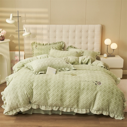 91家纺网 家纺一手货源 找家纺 （总）恒爱家纺 2023新款兔毛绒绣花四件套