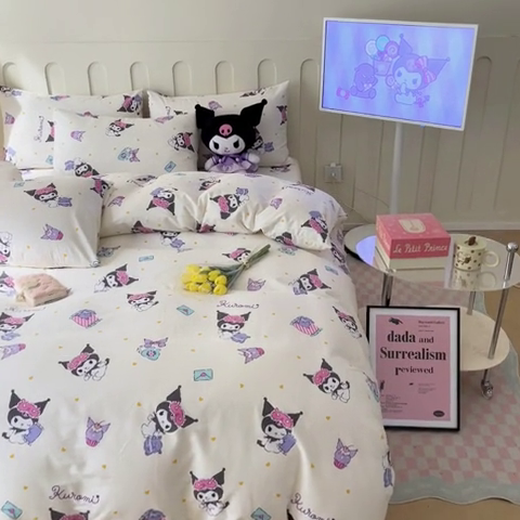 91家纺网 家纺一手货源 找家纺 博雅 2023新款三丽鸥卡通全棉四件套系列-第三批 甜心库洛米