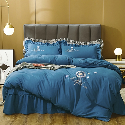 91家纺网 家纺一手货源 找家纺 （总）伊而梦蚊帐 2023新款仿真丝刺绣四件套--蒲公英之约