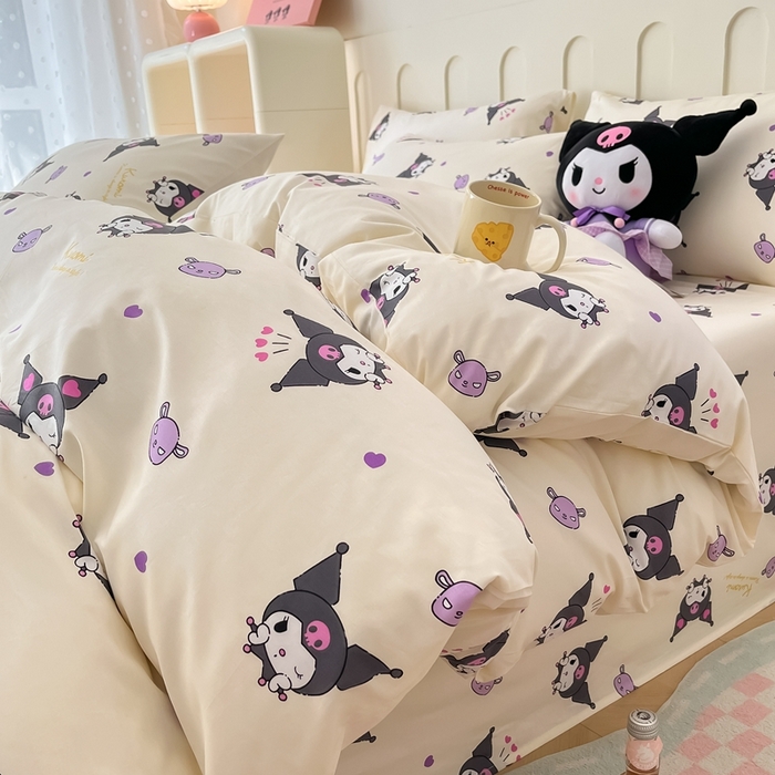 91家纺网 家纺一手货源 找家纺 博雅 2023新款三丽鸥卡通全棉四件套系列-第三批 甜美库洛米