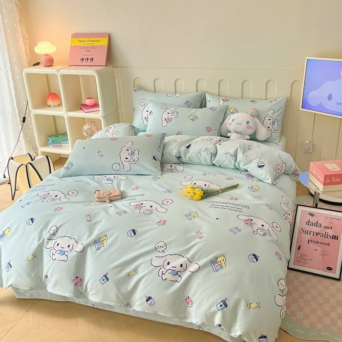 91家纺网 家纺一手货源 找家纺 博雅 2023新款三丽鸥卡通全棉四件套系列-第三批 甜品玉桂狗