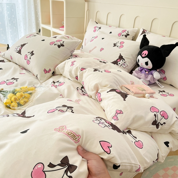 91家纺网 家纺一手货源 找家纺 博雅 2023新款三丽鸥卡通全棉四件套系列-第三批 爱心库洛米