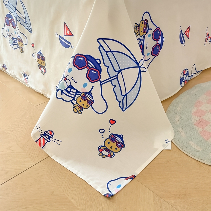 91家纺网 家纺一手货源 找家纺 博雅 2023新款三丽鸥卡通全棉四件套系列-第三批 度假玉桂狗