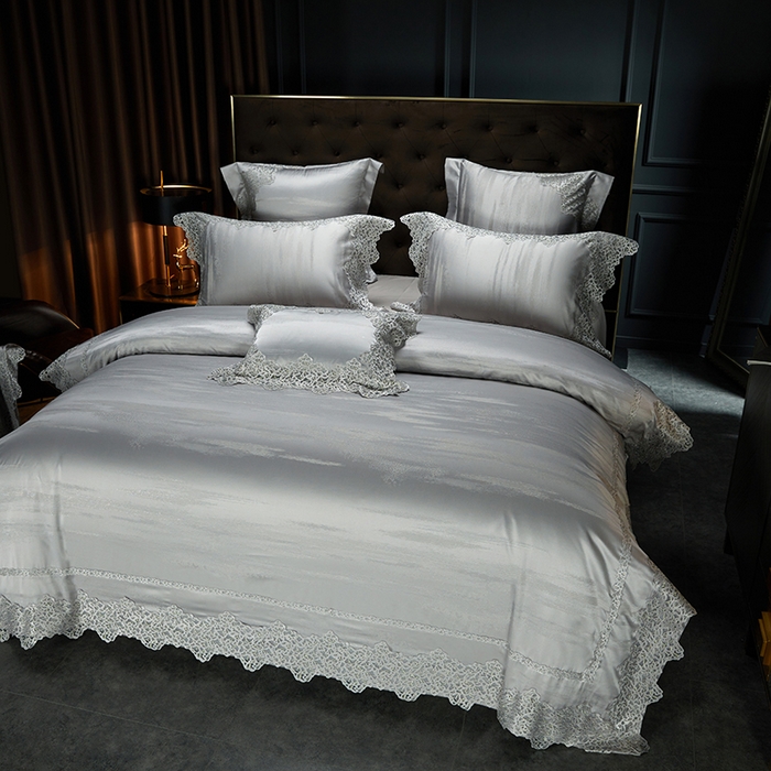 91家纺网 家纺一手货源 找家纺 （总）缔缦 2023新款A版真丝棉B版60s长绒棉高端蕾丝四件套系列-山水一城 