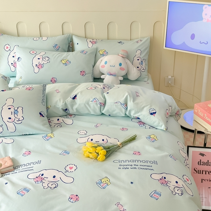 91家纺网 家纺一手货源 找家纺 博雅 2023新款三丽鸥卡通全棉四件套系列-第三批 甜品玉桂狗