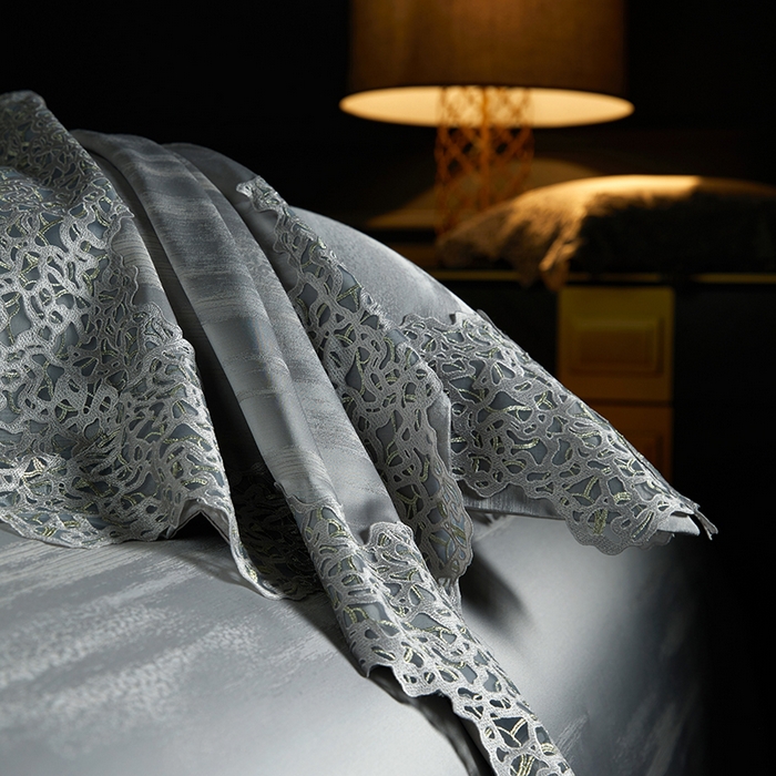 91家纺网 家纺一手货源 找家纺 （总）缔缦 2023新款A版真丝棉B版60s长绒棉高端蕾丝四件套系列-山水一城 