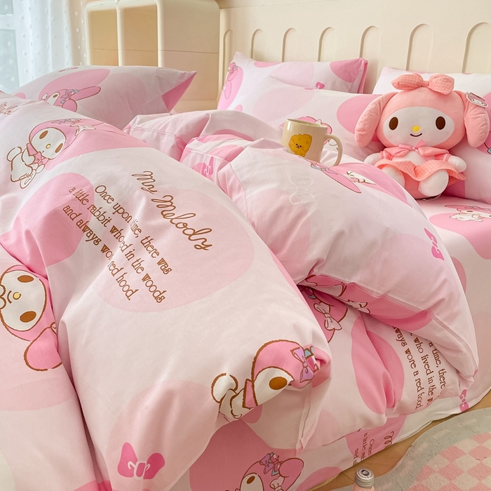 91家纺网 家纺一手货源 找家纺 博雅 2023新款三丽鸥卡通全棉四件套系列-第三批 波点美乐蒂