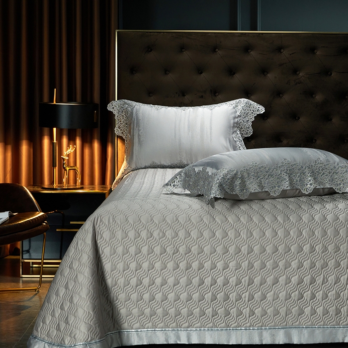 91家纺网 家纺一手货源 找家纺 （总）缔缦 2023新款A版真丝棉B版60s长绒棉高端蕾丝四件套系列-山水一城 