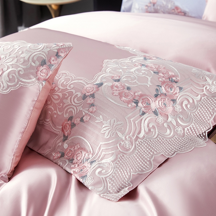 91家纺网 家纺一手货源 找家纺 （总）缔缦 2023新款A版真丝棉B版60s长绒棉高端蕾丝四件套系列-蔷薇花园