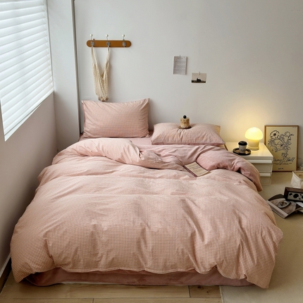 水洗的故事 2023新款色织水洗棉牛奶绒双用四件套 西西里