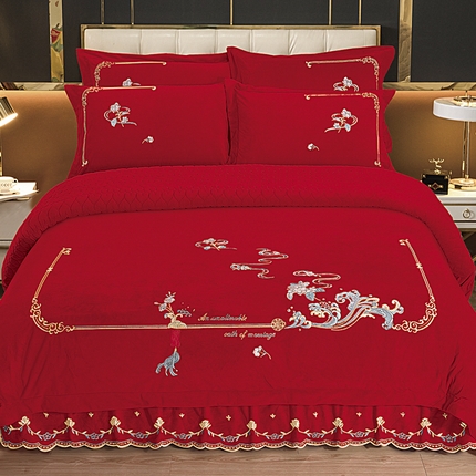 91家纺网 家纺一手货源 找家纺 （总）伊而梦蚊帐 2023新款宝宝绒刺绣床盖四件套--爱的海洋