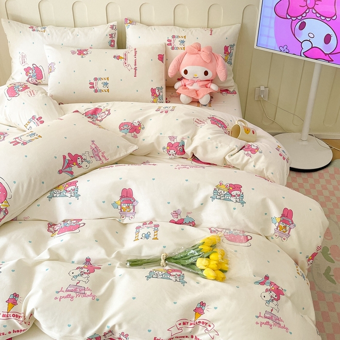 91家纺网 家纺一手货源 找家纺 博雅 2023新款三丽鸥卡通全棉四件套系列-第三批 调皮美乐蒂