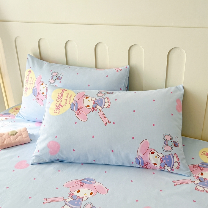 91家纺网 家纺一手货源 找家纺 博雅 2023新款三丽鸥卡通全棉四件套系列-第三批 旅行美乐蒂