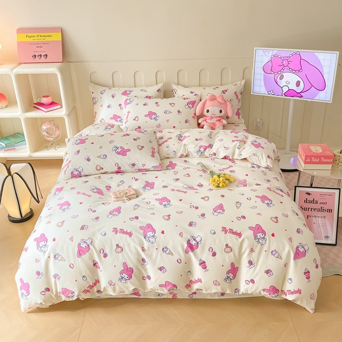 91家纺网 家纺一手货源 找家纺 博雅 2023新款三丽鸥卡通全棉四件套系列-第三批 草莓美乐蒂