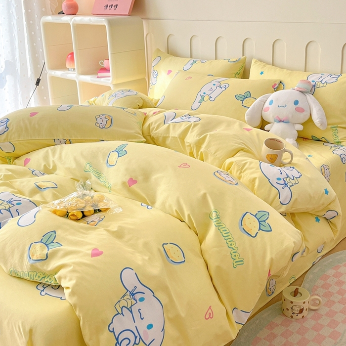 91家纺网 家纺一手货源 找家纺 博雅 2023新款三丽鸥卡通全棉四件套系列-第三批 欢乐玉桂狗