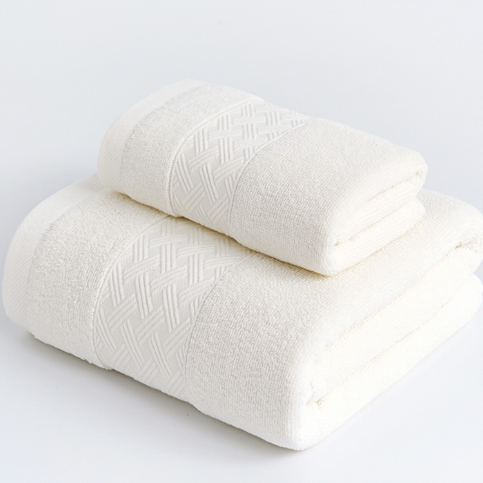91家纺网 家纺一手货源 找家纺 朴尔家纺-毛巾被 2023新款全棉32股酒店风麦穗纹加厚毛巾浴巾组合 70*140cm浴巾麦穗纹-奶白