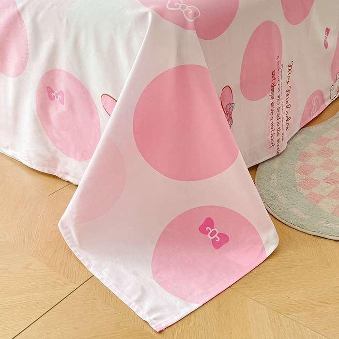 91家纺网 家纺一手货源 找家纺 博雅 2023新款三丽鸥卡通全棉四件套系列-第三批 波点美乐蒂