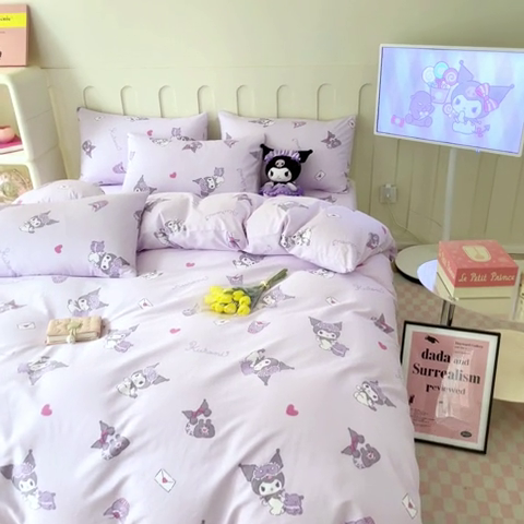 91家纺网 家纺一手货源 找家纺 博雅 2023新款三丽鸥卡通全棉四件套系列-第三批 辛巴与库洛米