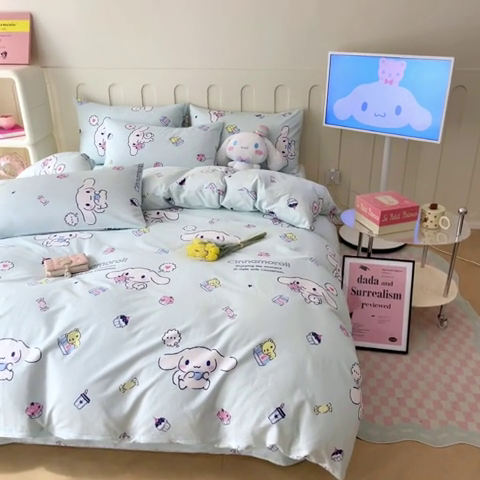 91家纺网 家纺一手货源 找家纺 博雅 2023新款三丽鸥卡通全棉四件套系列-第三批 甜品玉桂狗