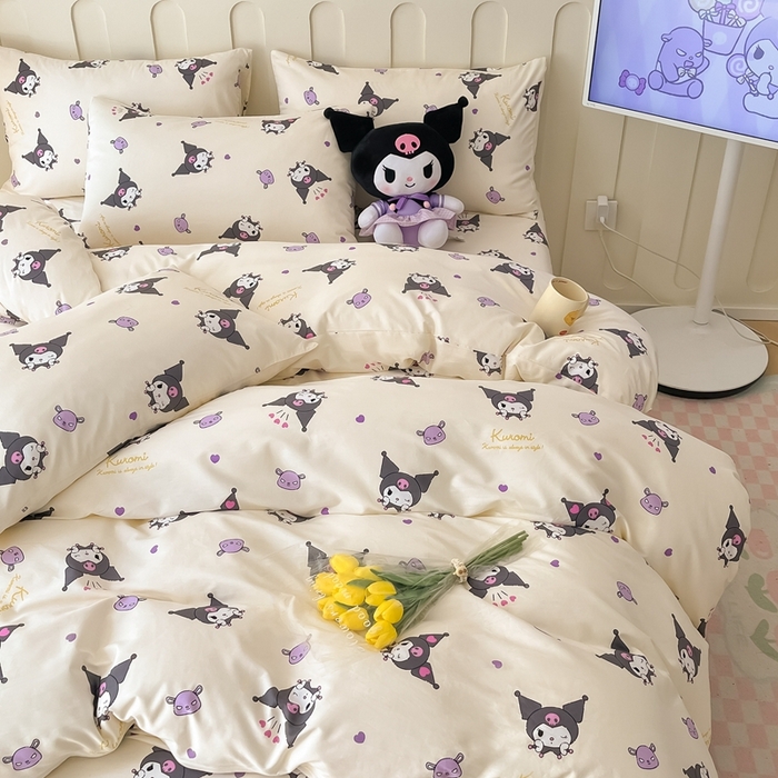 91家纺网 家纺一手货源 找家纺 博雅 2023新款三丽鸥卡通全棉四件套系列-第三批 甜美库洛米