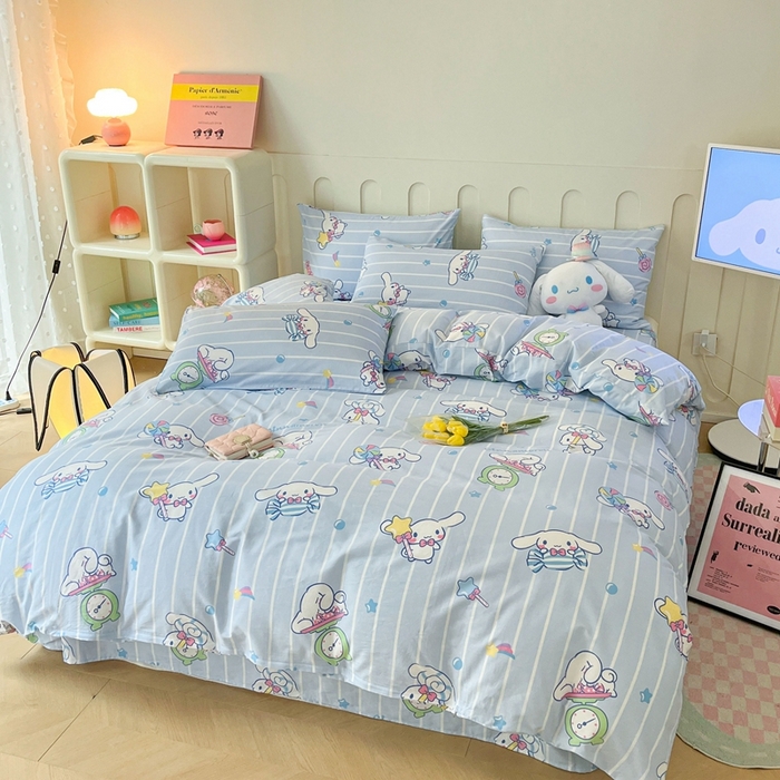 91家纺网 家纺一手货源 找家纺 博雅 2023新款三丽鸥卡通全棉四件套系列-第三批 条纹玉桂狗