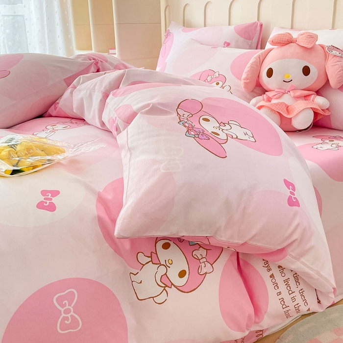 91家纺网 家纺一手货源 找家纺 博雅 2023新款三丽鸥卡通全棉四件套系列-第三批 波点美乐蒂