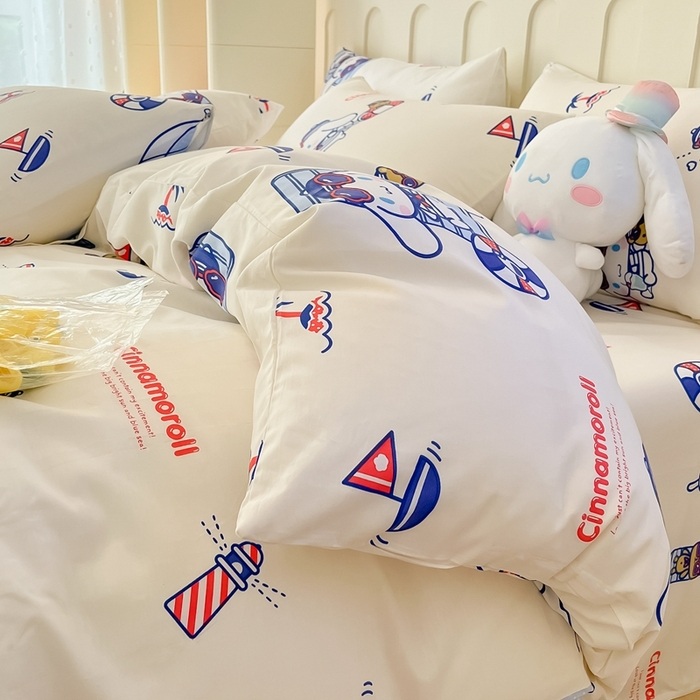 91家纺网 家纺一手货源 找家纺 博雅 2023新款三丽鸥卡通全棉四件套系列-第三批 度假玉桂狗