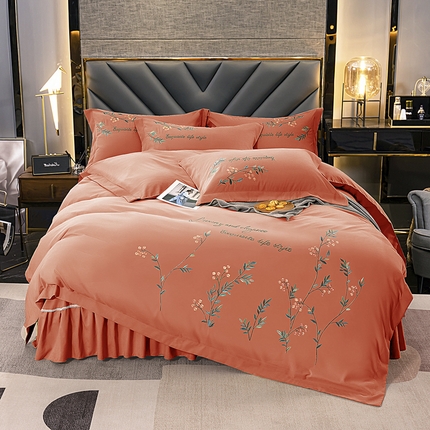 91家纺网 家纺一手货源 找家纺 （总）伊而梦 2023新款锦棉宽边绣花四件套--倚栏听风